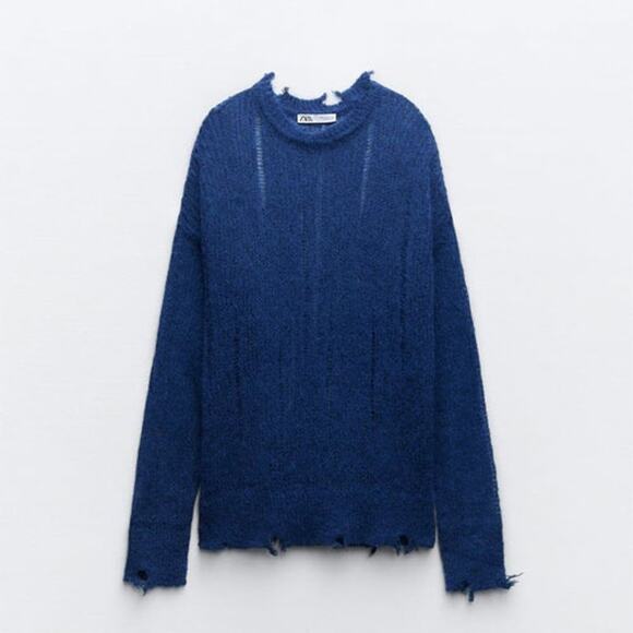Zara Alpaca and Wool Blend Ripped Knit Sweater - Size S - Picture 1 of 7